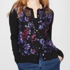 a new day Colorful Floral Embroidered Mesh Accent Cardigan Sweater Size XXL (20)